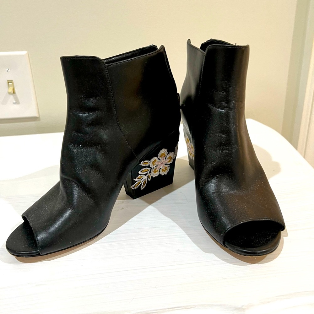 Tory Burch black embroidered boots